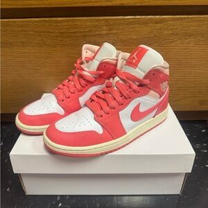 Women’s Air Jordan 1 Mid “White/Sea Coral/Atmosphere”